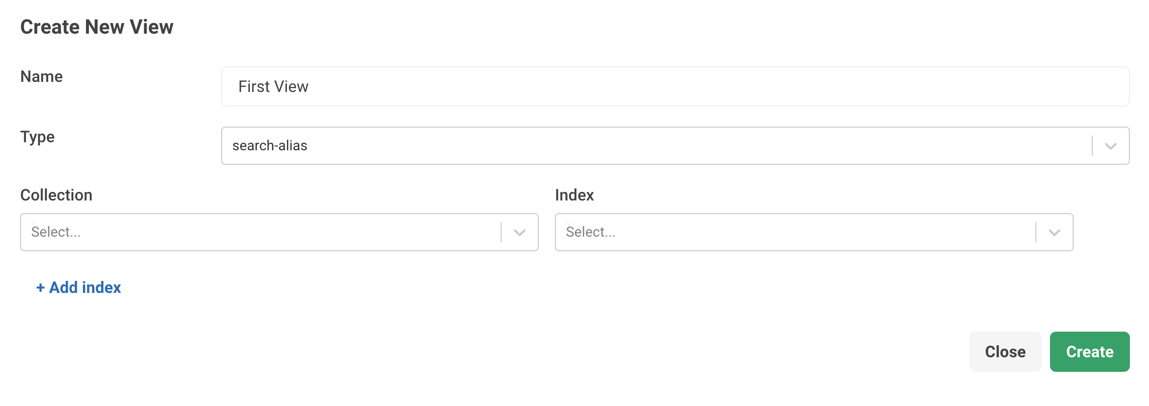 Create new search-alias View